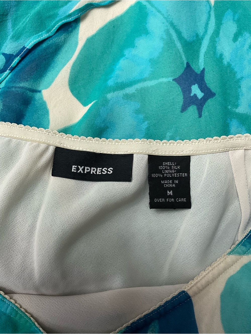 Express Y2K 100% Silk Blue & Teal Floral Maxi Skirt - Picture 5 of 5
